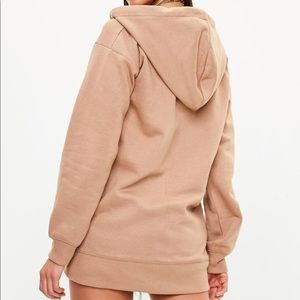 NWT Missguided Camel Nude Tan Long Hoodie Brown S